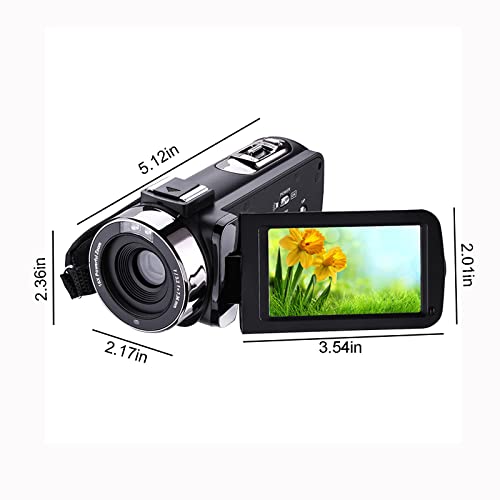 happyYEE 2.7K Ultra HD 3.0-inch 270 ° Reversible IPS Touch-Control Screen DV 16 Times Digital Zoom with Remote Control
