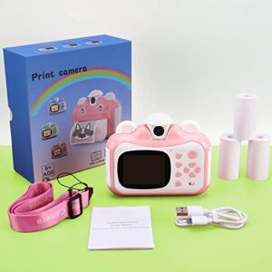 Barchrons Instant Print Digital Kids Camera 1080P Rechargeable Kids Camera for Girls Video Camera with 32G SD Card Gift for 6-12 Years Old Girls Boys