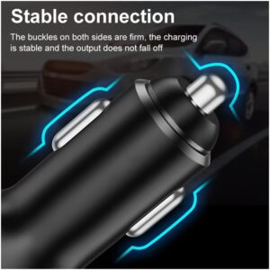 Dual 60W Fast Charger USB-C Port, USB 3.0 Car Adapter