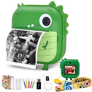 instant print camera for kids, zero ink kids camera with print paper,selfie video digital camera with hd 1080p 2.4 inch color screen,3-14 years old children toy learning camera for birthday, christmas