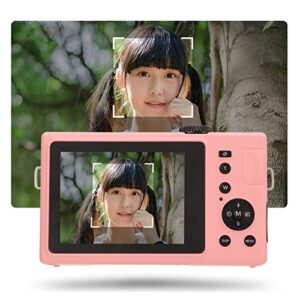 FHD 1080P 20MP Mini Digital Camera, Micro Single Camera with 3in LCD Display Monitor 16X Digital Zoom, 24MP Vlogging Camera Rechargeable Point and Shoot Camera for Kids Teens Elders(Pink)