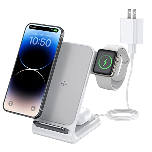 Wireless Charging Station - Charger Stand for Multiple Devices Apple, 3 in 1 Wireless Charging Stand for iPhone 13 Pro/13/12 Pro/12/11 Pro/11/Xr/Xs/8, iWatch 7/SE/ 6/5/ 4/3/2, Airpods 3/Pro/2