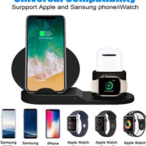 Wireless Charger, 3 in 1 Charging Station for Apple, Wireless Charging Stand Apple Watch Charger for Apple Watch and iPhone Airpod Compatible for iPhone X/XS/XR/Xs Max/8 Plus iWatch Airpods-Black