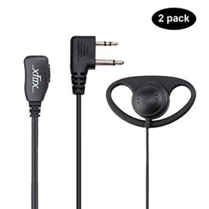 XFOX® 2Pin Advanced D Shape Clip-Ear PTT Headset Earpiece Mic for Motorola 2 Way Radios GP88S GP300 GP68 GP2000 GP88 GP3188 CP040 CP1200 A8 A6 A10 A12 Walkie Talkies(2Pack)