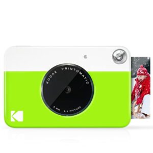 kodak printomatic digital instant print camera – full color prints on zink 2×3″ sticky-backed photo paper (green) print memories instantly