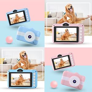 1080p front rear dual cameras digital camera for kids photography video durable easy to use video selfie record life digital camera digital action camera students teens, blue