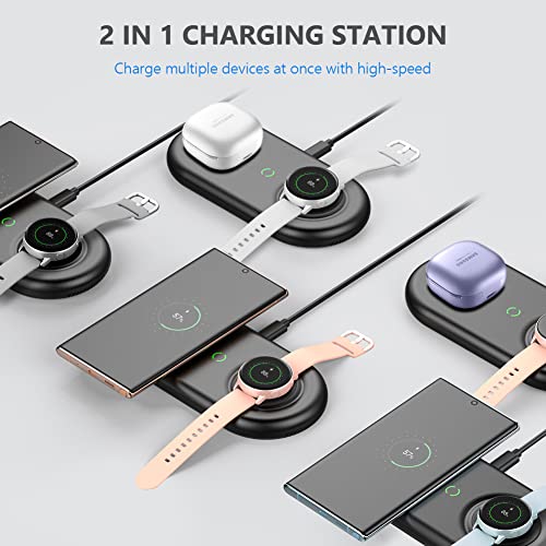 Wireless Charger,Yootech Dual Wireless Charging Pad for Samsung Galaxy Watch 4 Classic/3/Active2/1,Gear S4/S3/Sport,Galaxy Buds 2/Pro/Live, Fast Charger Galaxy S22/S21/S20/S10/S9(with Quick Adapter)