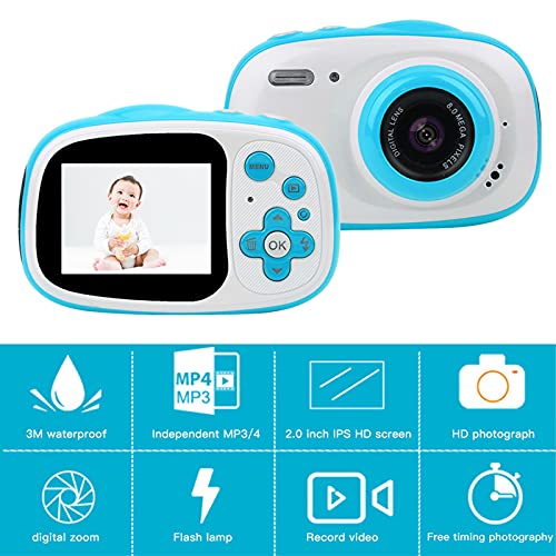 Children Digital Camera, IPS HD Display Screen 2 Inch Children Camera, 2 Inch IPS HD Display Screen for Children Enthusiast Professionals Kid(Blue)