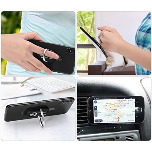 BoxWave Car Mount Compatible with Oppo Reno 7 Z - Mobile HandGrip Car Mount, Finger Grip Mobile Car Mount Stand for Oppo Reno 7 Z - Metallic Silver