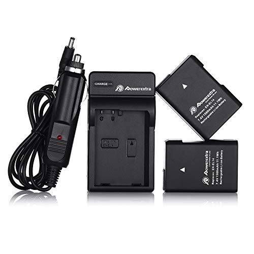 Powerextra EN-EL14 EN-EL14a 2 x Battery & Car Charger Compatible with Nikon D3100 D3200 D3300 D3400 D3500 D5100 D5200 D5300 D5500 D5600 P7000 P7100 P7200 P7700 P7800 DSLR Cameras