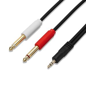 3.5 mm TRS to Dual 1/4 inch TS Premium Stereo Breakout Cable for Connecting iPhones, iPods, iPads, Mac, Laptop, or Audio Device to Pro Audio Gear (25ft/7.5m)