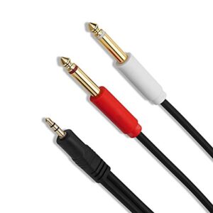3.5 mm TRS to Dual 1/4 inch TS Premium Stereo Breakout Cable for Connecting iPhones, iPods, iPads, Mac, Laptop, or Audio Device to Pro Audio Gear (25ft/7.5m)