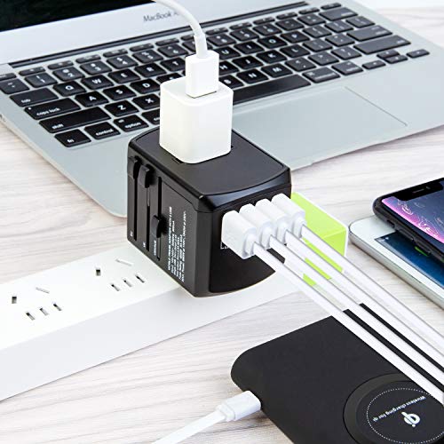 Travel Adapter, Universal Plug Adapter for Worldwide Travel, 3.0A USB Type-C International Power Adapter, Plug Converter with 4.5A Smart Power, All in One AC Wall Charger for USA EU UK AUS Asia