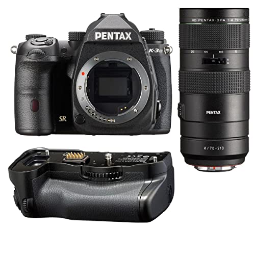 Pentax K-3 Mark III APS-C-Format DSLR Camera Body, Black HD D FA 70-210mm F4 ED SDM WR Lens, D-BG8 Battery Grip