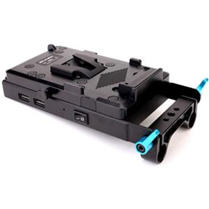 KOCACKOO V-Mount Lock Battery Plate Power Supply Splitter Adapter with 15mm Rod Clamp + LP-E6 Dummy Battery for BMPCC 4K/6K、DSLR RED Cameras、Camcorders、Canon 5D2/5D3/5D4/6D/6D2/7D/7D2/70D/80D/5DSR