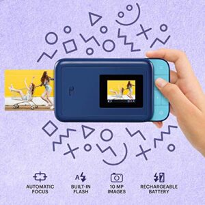 KODAK Smile Instant Print Digital Camera – Slide-Open 10MP Camera w/2x3 ZINK Printer (Blue)