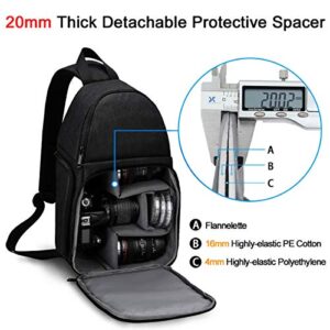 CADeN Camera Bag Sling Backpack for DSLR/SLR Mirrorless Camera Waterproof, Camera Case Compatible for Sony Canon Nikon Camera and Lens Tripod Accessories Black