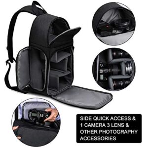 CADeN Camera Bag Sling Backpack for DSLR/SLR Mirrorless Camera Waterproof, Camera Case Compatible for Sony Canon Nikon Camera and Lens Tripod Accessories Black