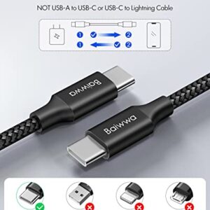 USB C to USB C Cable 20ft, Baiwwa Long USB Type C to Type C Cable 60W PD Fast Charger Cord Braided Compatible with Samsung Galaxy S21 S21+ S20 FE S20 Ultra Note 20, Pixel, Pad Pro/Air, MacBook Pro/Air