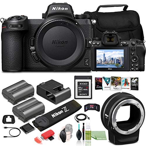 Nikon Z 7II Mirrorless Digital Camera (Body Only) (1653) USA Model + FTZ Mount + 64GB XQD Card + EN-EL15c Battery + Corel Software + Case + HDMI Cable + Card Reader + Cleaning Set + More