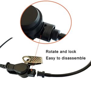 2 Pack Black Earpiece Replacement Acoustic Tube FBI Style for Two-Way Radio Headsets Motorola Kenwood Walkie Talkie with Fins Ear Mold