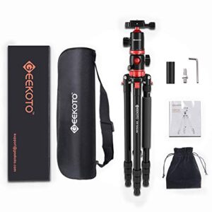 GEEKOTO Camera Tripod, Tripod for DSLR Camera, Aluminum Tripod with 360-Degree Ball Head and Rotatable Center Column, Bag,Video Camcorder Tripod,75-Inch Professional Tripod for Travel and Work.