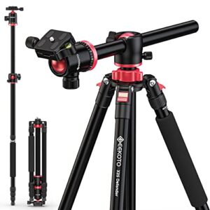 geekoto camera tripod, tripod for dslr camera, aluminum tripod with 360-degree ball head and rotatable center column, bag,video camcorder tripod,75-inch professional tripod for travel and work.