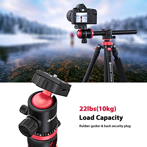 GEEKOTO Camera Tripod, Tripod for DSLR Camera, Aluminum Tripod with 360-Degree Ball Head and Rotatable Center Column, Bag,Video Camcorder Tripod,75-Inch Professional Tripod for Travel and Work.