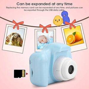 S Erounder Children Camera,USB 1080P Cartoon Children Intelligence Kid Mini Photography Camera Digital Video OneClick Smart Focusing,Support Recording,Camera,Memory Card (Blue - general clear version)