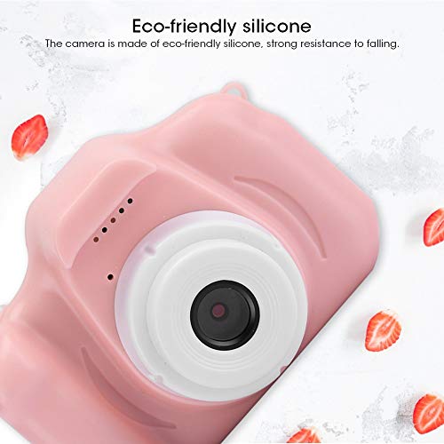 S Erounder Children Camera,USB 1080P Cartoon Children Intelligence Kid Mini Photography Camera Digital Video OneClick Smart Focusing,Support Recording,Camera,Memory Card (Pink-General Clear Edition)