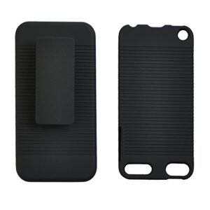 seadream black rubberized hard case + belt clip holster kickstand combo for ipod touch 5 5th 6 6th generation