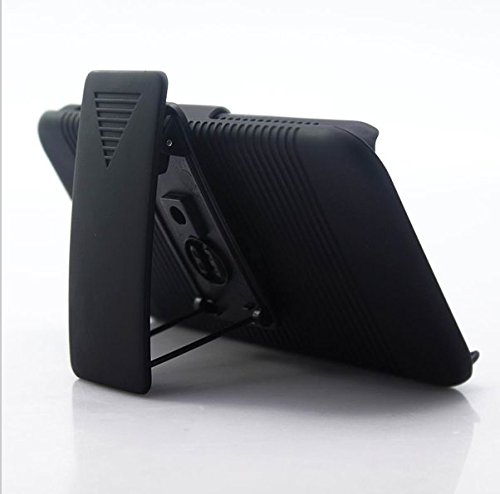 Seadream Black Rubberized Hard CASE + Belt Clip Holster Kickstand Combo for iPod Touch 5 5th 6 6th Generation