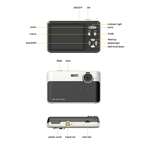 Blaslw Digital Camera 1080P HD Mini Video Camera 40MP Pocket Point & Shoot Video Camera 2.4inch LCD Screen, Mini Video Camera 9.5x5.8x2.2cm/3.74x2.28x0.86 inch HD 1080P Digital Camera
