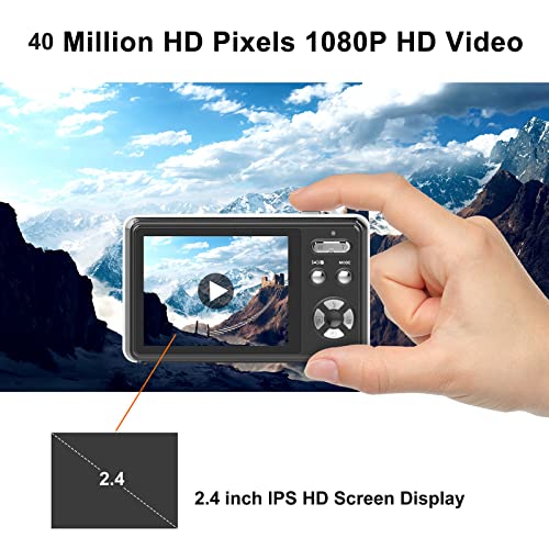 Blaslw Digital Camera 1080P HD Mini Video Camera 40MP Pocket Point & Shoot Video Camera 2.4inch LCD Screen, Mini Video Camera 9.5x5.8x2.2cm/3.74x2.28x0.86 inch HD 1080P Digital Camera