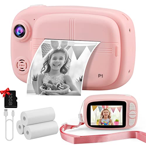 Instant Print Camera for Kids,VJJB Kids Camera 3.5-inch Screen Zero Ink Instant Digital Camera with 1080P Video Toy Birthday Gifts for Boys Girls,Include 4 Rolls of Printing Paper and 32G TF Card