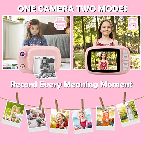 Instant Print Camera for Kids,VJJB Kids Camera 3.5-inch Screen Zero Ink Instant Digital Camera with 1080P Video Toy Birthday Gifts for Boys Girls,Include 4 Rolls of Printing Paper and 32G TF Card