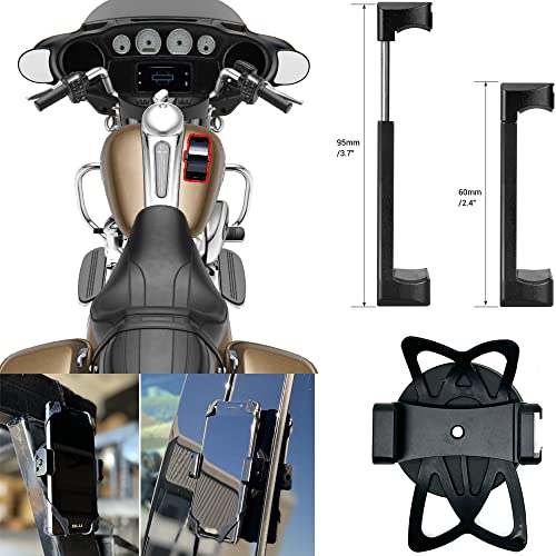 Heavy Duty Magnetic Mount &Aluminum Smartphone Holder w/Security Tether for iphone 14 13 Pro Max Galaxy S23 S22 Pixel *Best for Motorcycle Snow Mobile Forklift Gym Workout or anything magnet stick on