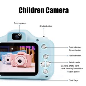 Kids Camera, Auto Focus 2000W Pixels Silicone TF Card Children Camera for Christmas(Blue)