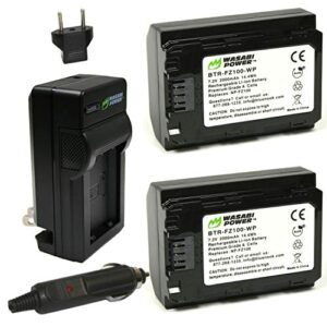 wasabi power np-fz100 battery (2-pack) and charger for sony fx3, a1, a9, a9 ii, a7c, a7r iii, a7r iv, a7s iii, a7 iii, a7 iv, a6600