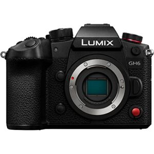 Panasonic Lumix GH6 Mirrorless Camera (DC-GH6BODY) + Sony 64GB Tough SD Card + Card Reader + Case + Flex Tripod + Hand Strap + Memory Wallet + Cap Keeper + Cleaning Kit (Renewed)