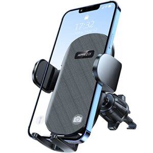 apps2car car phone holder mount, vent phone mount for car, air vent cell phone holder for car with adjustable phone vent clip compatible with iphone, samsung, big cellphone & thick case friendly