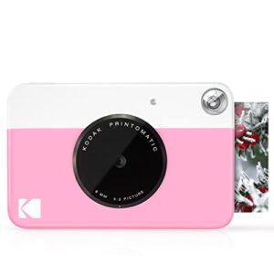 Kodak Printomatic Digital Instant Print Camera (Blue) Print Memories Instantly & Printomatic Digital Instant Print Camera (Pink) & 2"x3" Premium Zink Photo Paper (50 Sheets) (Pack of 1)