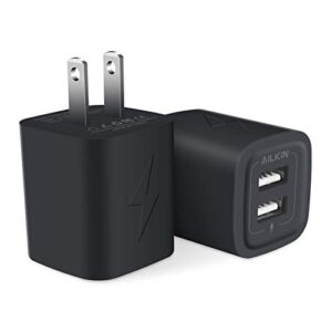 wall charger plug, usb charger cube, ailkin 2.1a 2-muti port usb adapter power plug charging station box base for iphone 13/12/12pro/11 pro max/x/8/7, ipad, samsung phones usb charging block brick