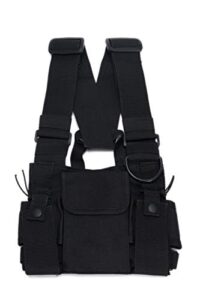 radio chest harness rig holster pack with front pouches and zipper bag for universal walkie talkies