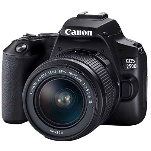 Canon EOS 250D (Rebel SL3) DSLR Camera w/18-55mm F/3.5-5.6 Zoom Lens + EF 75-300mm f/4-5.6 III Lens + 500mm f/8 Focus Lens + 2X 64GB Memory + Case + Filters + Tripod + More (35pc Bundle)