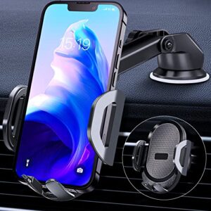huryfox car phone holder mobile mount – handsfree driving cellphone stand, smartphone support on dashboard, windshield, vent and more, automobile cradle compatible with iphone, android phone
