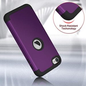 iPod Touch 7th Generation Case with 2 Screen Protector, IDweel Heavy Duty High Impact Shockproof Case Cover Protective Case for iPod Touch 5/6/7th Generation, Deep Purple+Black