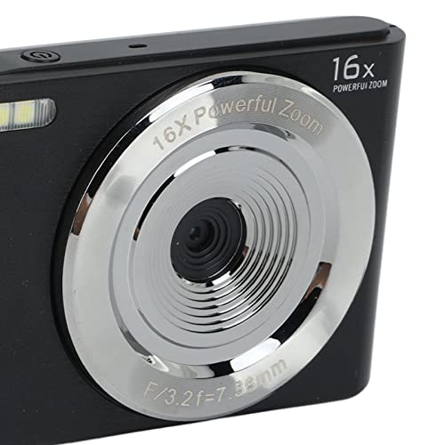 Jopwkuin HD Camera, Built in Fill Light 16X Digital Zoom Camera 44MP for Recording(Black)