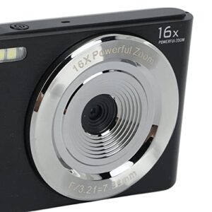 Jopwkuin 16X Digital Zoom Camera, Plastic Housing HD Camera Built in Fill Light 44MP for Photography(Black)