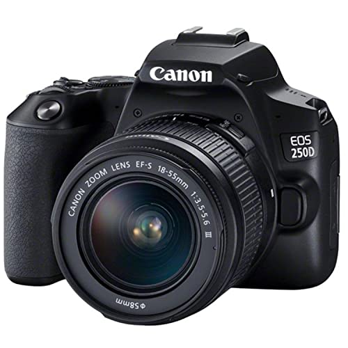 Canon EOS 250D (Rebel SL3) DSLR Camera w/18-55mm F/3.5-5.6 Zoom Lens + EF 75-300mm f/4-5.6 III Lens + 2X 64GB Memory + Case + Filters + Tripod + More (35pc Bundle)